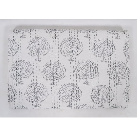 Hand Block Print Kantha Bedspread Indian Handmade Quilt Bedding Throw Cotton Blanket Double Size