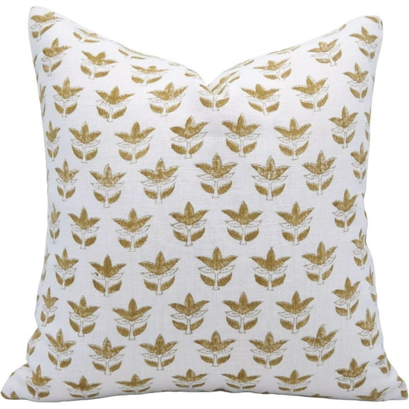 Hand Block Print Off-White linen Pillow Cover By Fabdivine for living room, 26X26, 7 Patti