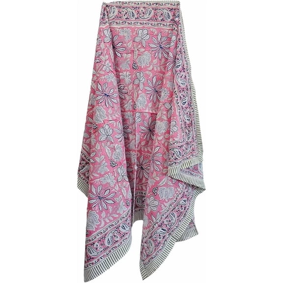 Hand Block Print Sarong, Women Bikini Multi Colour Cover Pareo Hand Dyed Scarves Indian Hand Block Print Scarves,Stole Cotton Scarves Size 44x72 Inch ss017