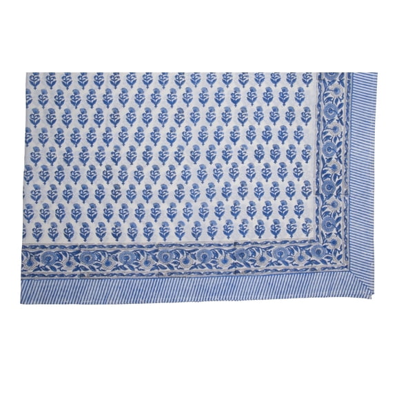 KOUBOO Unique Home Decor Hand Block Printed Tablecloth, Blue