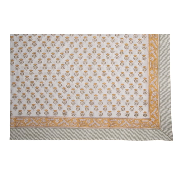 KOUBOO Unique Home Decor Hand Block Printed Tablecloth, Yellow