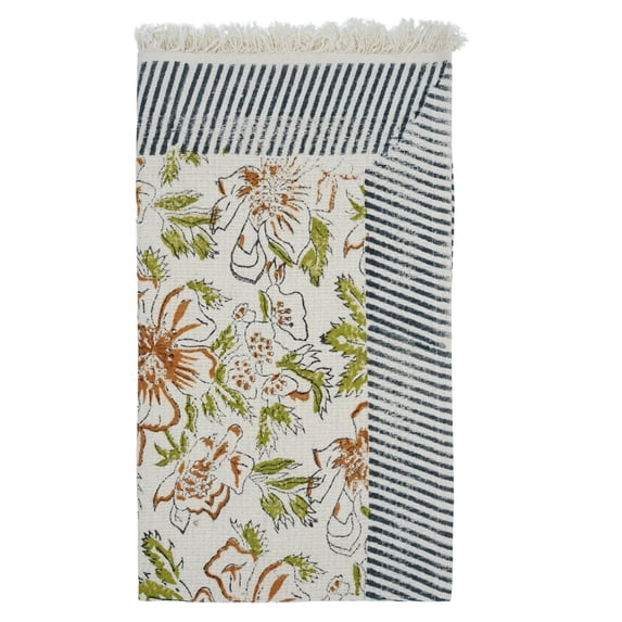 Hand Block Print Waffle Weave Towel – Fabdivine 100% Premium Cotton, 17" x 32", Set of 8, Papaya Leaf