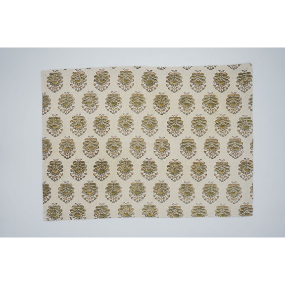 Hand Block Printed,13X19 Inch Elegant Dining Placemats, Stylish & Durable Table Mats for Everyday Use, Bheesma, Set of 12