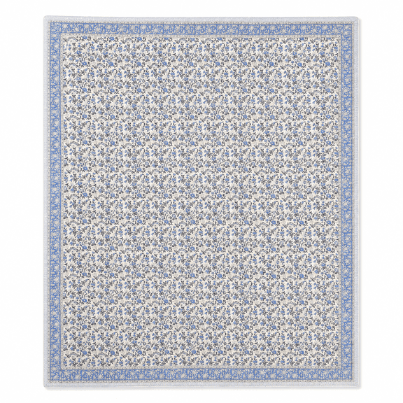 Hand Block Printed Cotton Quilt, Blue Pink Floral Reversible Kantha Bedspread