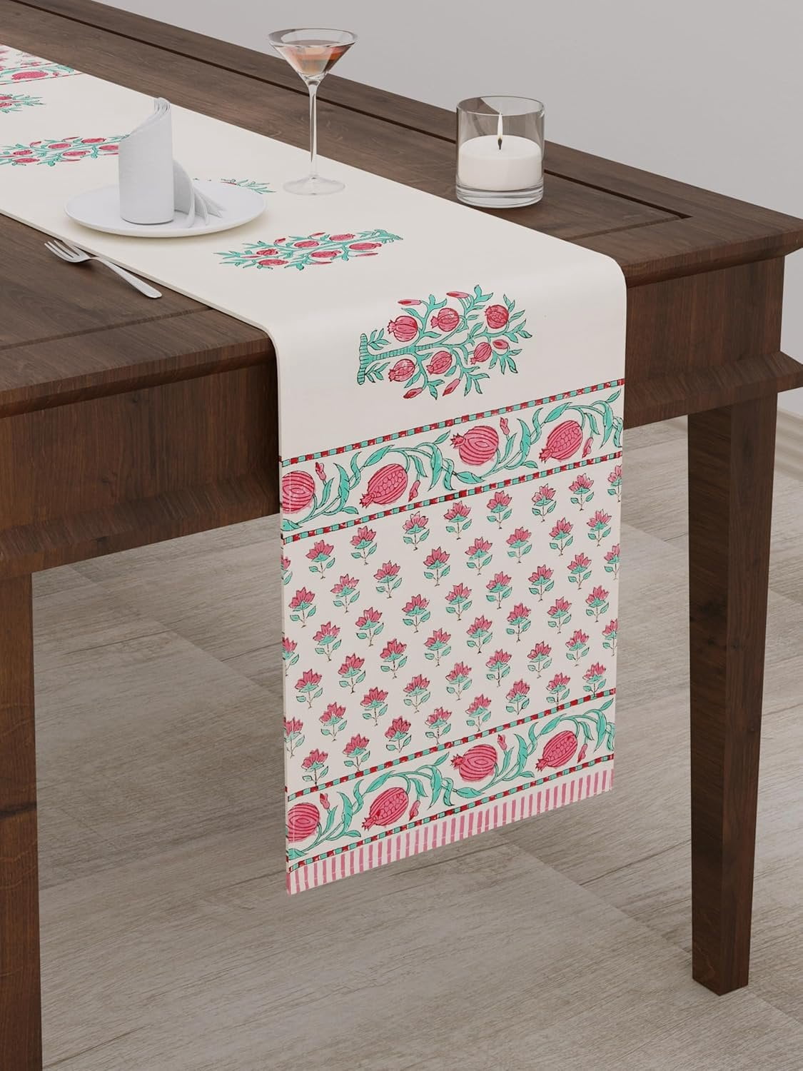 Restaurant Rack Table Runner Hand Block Printed Cotton Table Runner for Center/Dining Table β 13 x ...