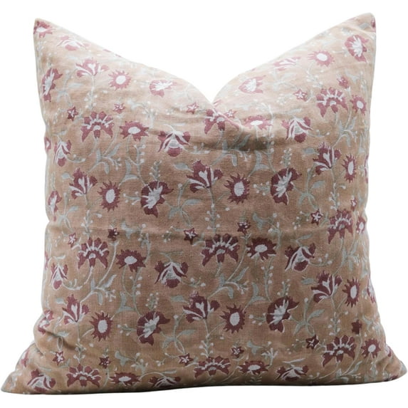 Hand Block Printed Pure Linen Cushion Covers By Fabdivine, 16X16, Throw Pillowcase Cushion Cover with Zipper for Sofa, Couch, Home Décor, Outdoor, Farmhouse, Living Room, Nayaab