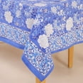 thumbnail image 1 of Hand Block Printed Table Cover - Exquisite Design, Premium Cotton Fabric, Perfect for Dining and Decor, Dining Table Linen Color Prussian Blue 8 Seather 72 x 108 Inches Rectangle, 1 of 7