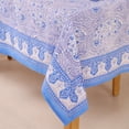 thumbnail image 1 of Hand Block Printed Table Cover - Exquisite Design, Premium Cotton Fabric, Perfect for Dining and Decor, Dining Table Linen Color Arctic Blue 8 Seater 90 Inches Round, 1 of 7