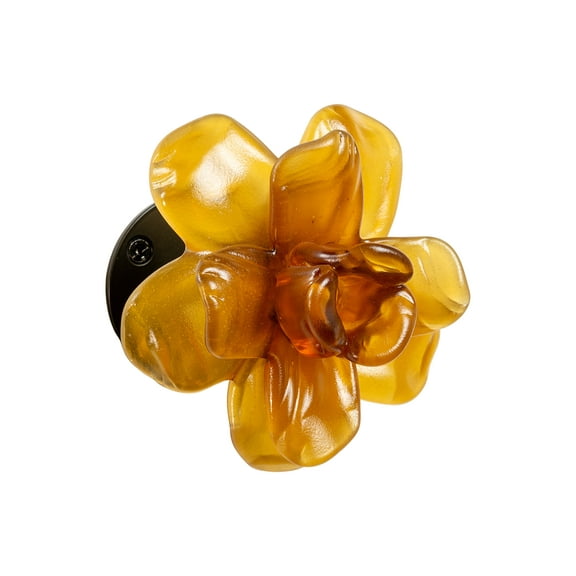 Hand Blown Amber Rose Bud 4.75" Wide Matte Handcrafted Art Glass Wall Dcor