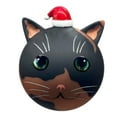 thumbnail image 1 of Hand-Blown Bauble Porcelain Cat Hanging Ornament Brown and Black, 1 of 1