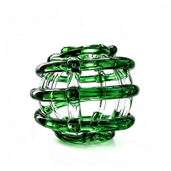 Hand Blown Clear Glass Flower Frog Vase, Spiral Single Stem Floral Arrangement Holder for Home Office