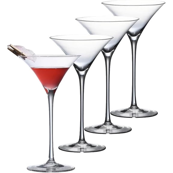 Hand Blown Crystal Martini Glasses, Long Stem Cocktail Glass, 4.8 oz, Set of 4, Clear$$Home Decor, Kitchen, & Other