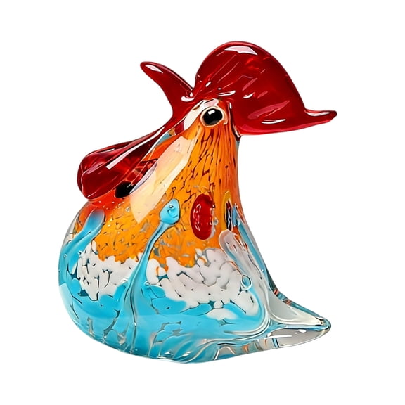 Hand Blown Glass Chickens Statue Rooster Chicken Figurines Sculptures Decorative Ornament for Home Decors