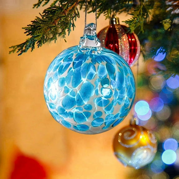 Hand-Blown Glass Christmas Ball Ornaments, Transparent Glass Hanging Christmas Tree Balls, Elegant Holiday Decor for Window and Garden, Shatterproof Hanging Xmas Balls