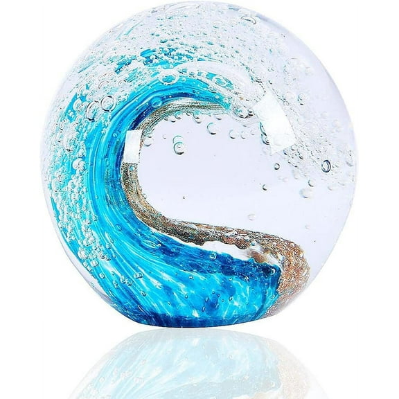 EUSTUMA Ocean Waves 3.15” Home Decor Paperweight Glass Figurine & Knick-Knack