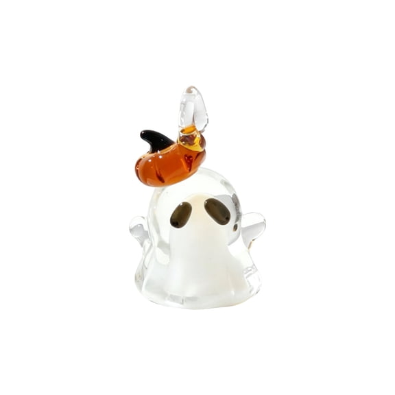 Hand Blown Glass Ghost Figurine Halloween Hanging Ornament for Holiday Tree Car Mantel Decor Gift