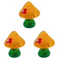 thumbnail image 1 of Hand Blown Glass Mini Mushrooms Colorful Tiny Glass Figurines Miniature Mushroom Decor for Dashboard Decor, Terrarium, Desk Shelf, Aquarium, Gift for Women, Desktop (Yellow-Green, 3PCS), 1 of 5