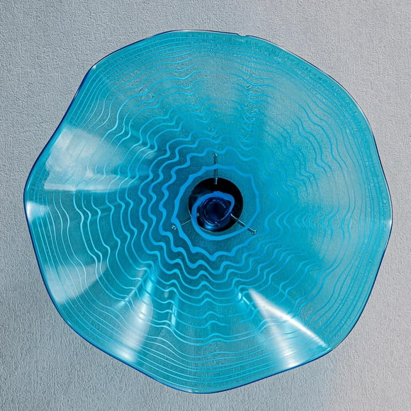 Hand Blown Glass Panel, Murano Hanging Wall Art Deco Plate, Blue Modern Wall Decoration , For Foyer, Corridor, Living Room, Dining Room, Bedroom
