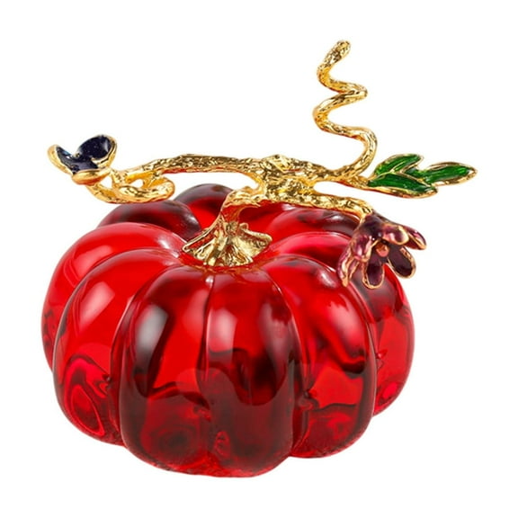 Hand Blown Glass Pumpkin Figurine, Crystal Pumpkin Figurine Decorating Ornament, Collectible Fall Harvest Pumpkin Decorations for Home