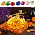 thumbnail image 1 of Hand Blown Glass Pumpkin Figurine | Multicolor Crystal Ornament | Desktop Fall Decoration | Collectible Home Accent | 5x5x5cm | 1x Crystal Pumpkin | Thanksgiving Halloween Decor, 1 of 6