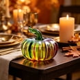thumbnail image 1 of Hand-Blown Glass Pumpkin Figurine, Transparent Fall Harvest Tabletop Decor for Thanksgiving Home, 1 of 6