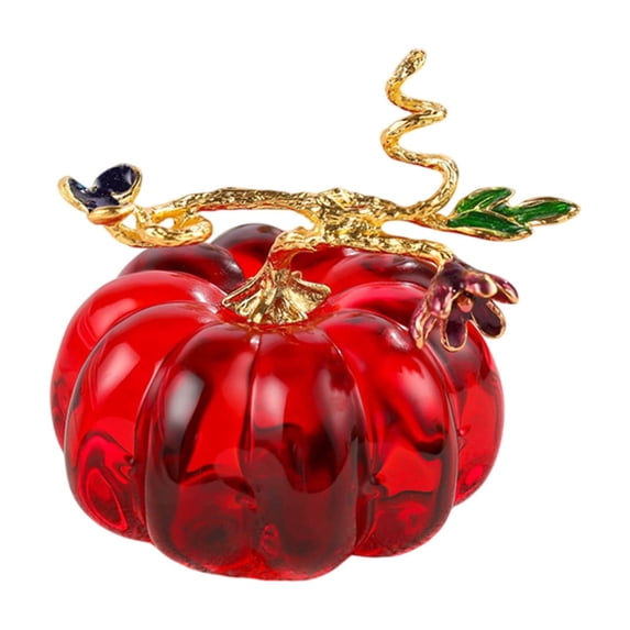 Hand Blown Glass Pumpkin Figurine for Fall Decor, Thanksgiving Ornament for Shelf, Desk, and Tabletop Displays