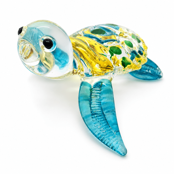 Hand Blown Glass Sea Turtle Figurine Decorative Collectible