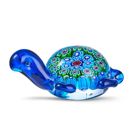 Hand Blown Glass Sea Turtle Figurine Paperweight,Sea Animal Ornament for Home Decor,Sea Animals Collection for Birthday Gift,Glass Tortoise Sculpture A101