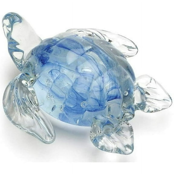 Hand Blown Glass Sea Turtle with Clear Fins and Head