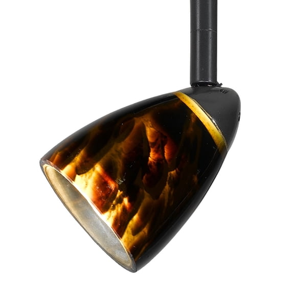 Hand Blown Glass Shade Track Light Head with Metal Frame, Gold and Bronze- Saltoro Sherpi