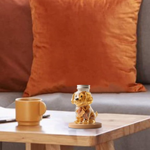 Hand-Blown Glass Storage Jar with Lid - Airtight Pet Treat & Kitchen Canister, Food Grade Artisanal Dog-Themed Container for Snacks, Tea, Coffee