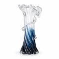 Hand Blown Glass Vase, Ocean Wave Gradient Design, Blue White, Coastal ...
