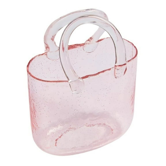 Hand Blown Glass Vase with Unique Design, Clear Glass Vase with Handles in Purse Shape for Decor