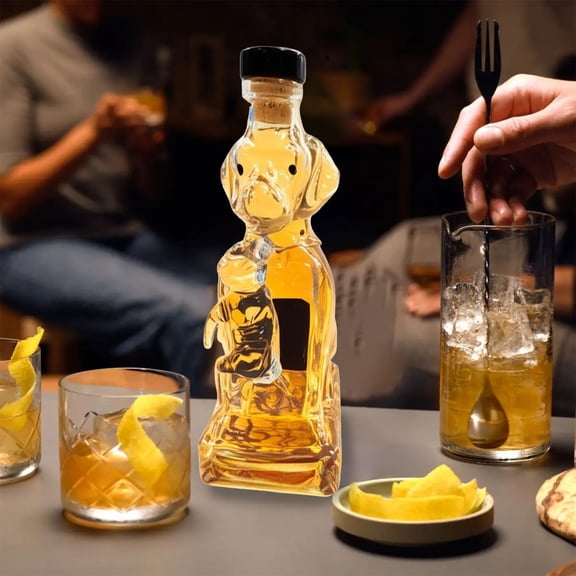Hand Blown High Borosilicate Glass Bottle - 320ml Animal Shaped Whiskey Gift for Men&Spirit Container