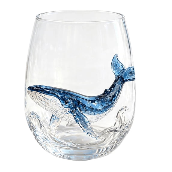 Hand Blown Marine Animal Glassware Sea Creature Pattern Tea Tumbler Coastal Home Decor Drinking Cup Gift for Oceans Enthusiasts