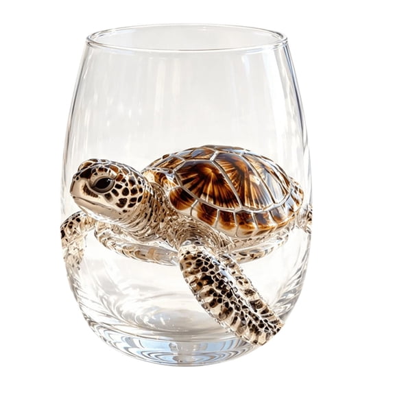 Hand Blown Marine Animal Glassware Sea Creature Pattern Tea Tumbler Coastal Home Decor Drinking Cup Gift for Oceans Enthusiasts
