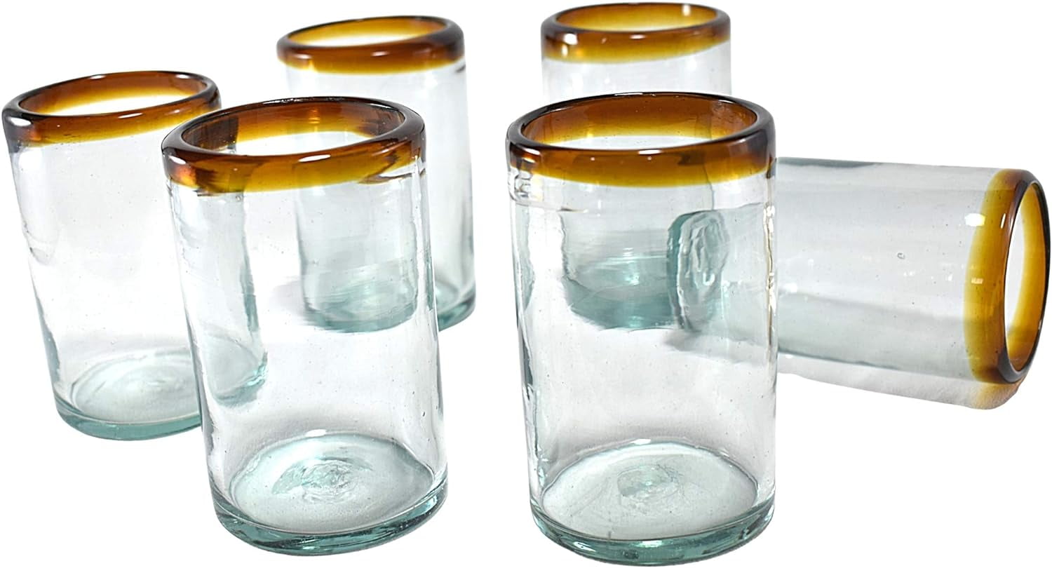 Hand Blown Mexican Drinking Glasses Artisan Crafted from Mexico Set of ...