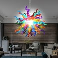 thumbnail image 1 of Hand Blown Murano Glass Chandelier, Colorful Ceiling Light Pendant, Diameter 24", Adjustable Hanging Fixture for Home Decor, 1 of 4