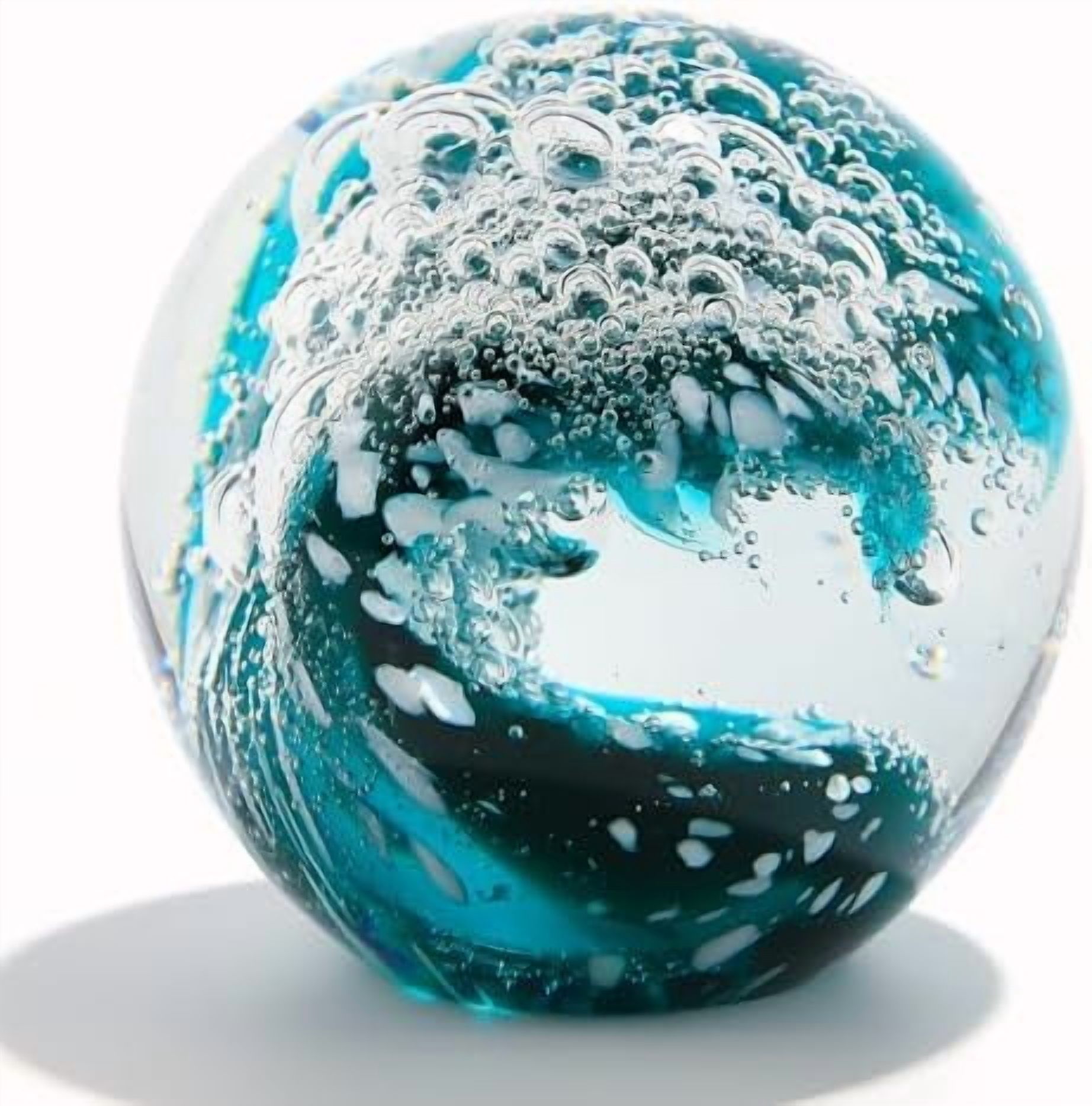 Hand Blown Ocean Waves Crystal Ball - Glass Collectible Figurines Spere ...