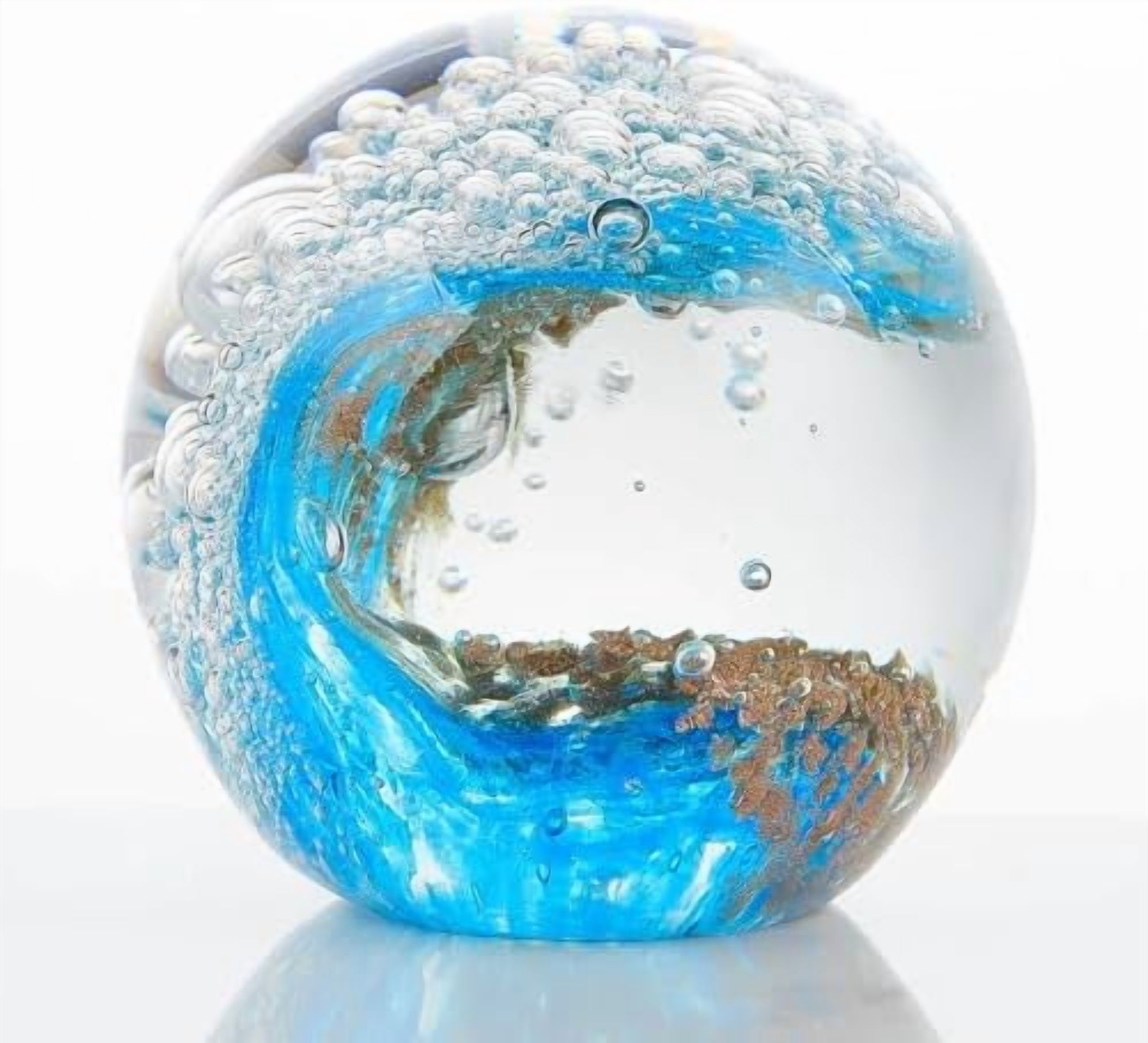 Hand Blown Ocean Waves Crystal Ball - Glass Collectible Figurines Spere ...