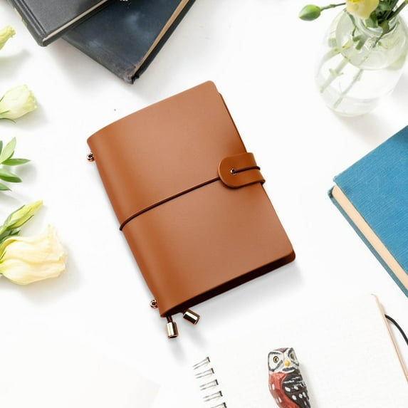 Hand-Bound Leather Notebook 5.3x4.1'' - Slim Daily Journal for Writing/Sketching, Durable Cover with Minimalist Design, Perfect Gift for Classmates/Professionals/Creatives
