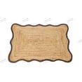 thumbnail image 1 of Hand Braided Beige Color Natural Jute Rug Scalloped Area Rug Rectangle Rug, 1 of 5