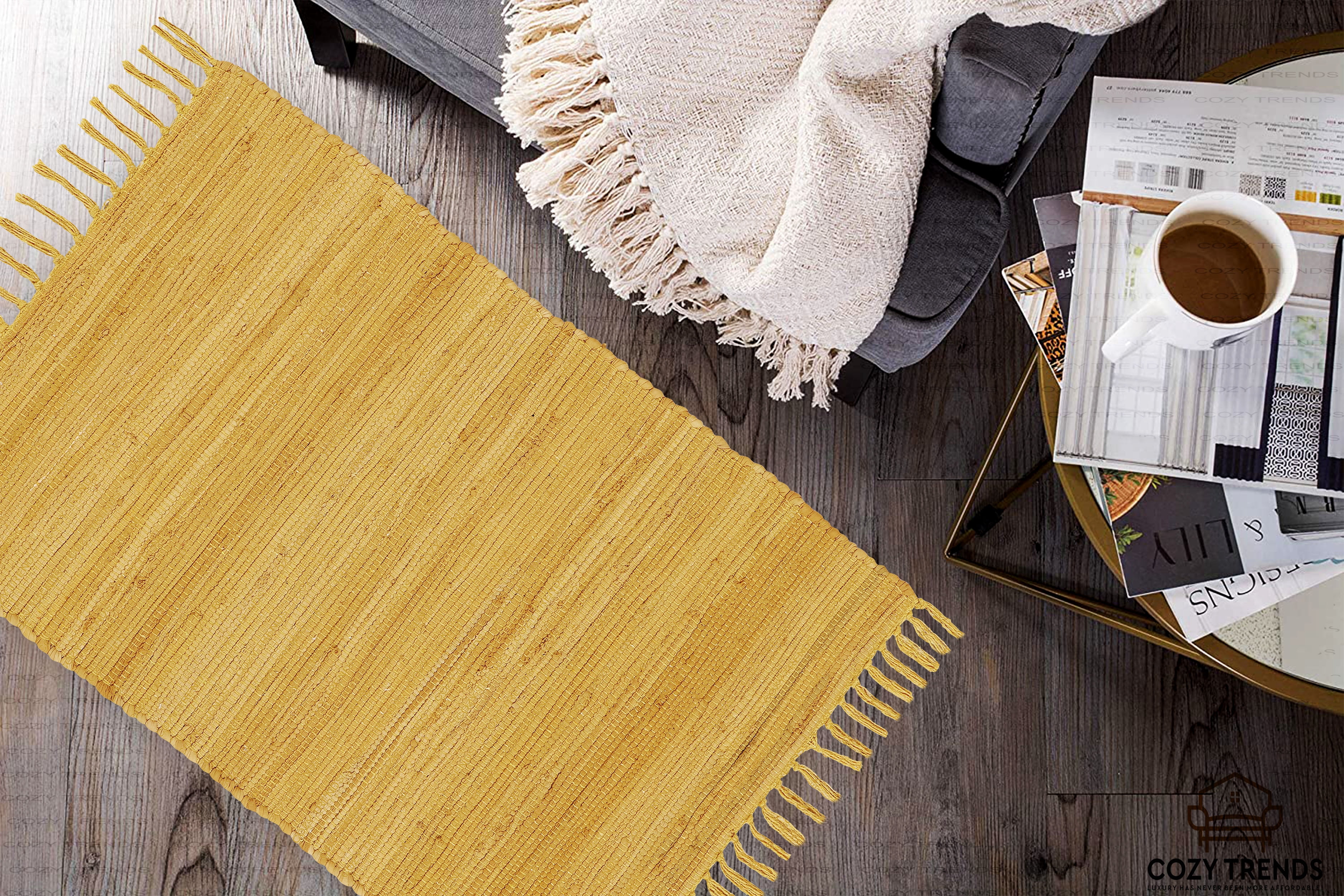 Hand Braided Bohemian Small Kitchen Rug, Traditional Indian Cotton ...
