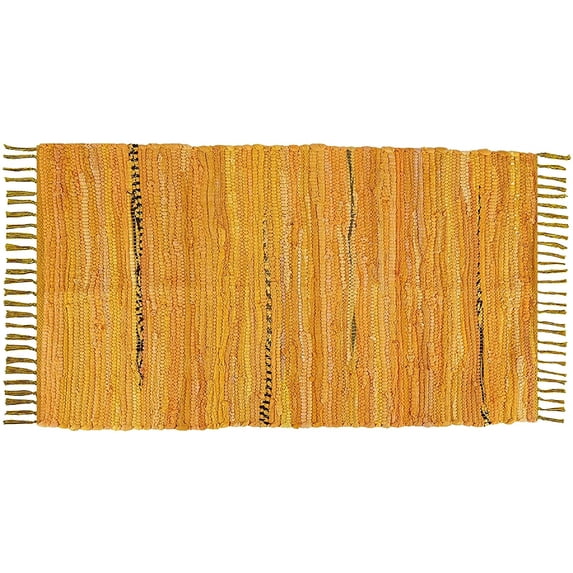 Hand Braided Cotton Rag Rug 24''x36''- 2x3'- Multicolor Chindi Rug - Washable & Reversible with Tassel