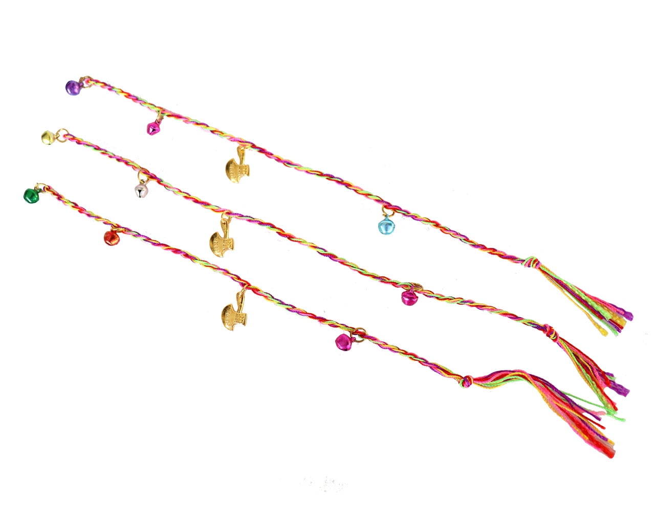 Axe String Hand Braided Friendship String Bracelet w/ Jingle Bells and Axe Cham ...