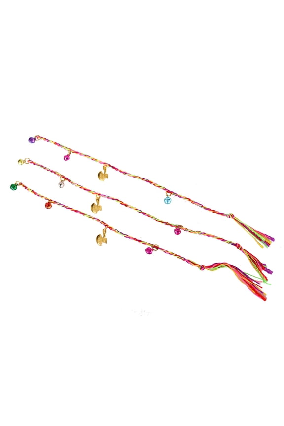 Hand Braided Friendship String Bracelet w/ Jingle Bells and Axe Cham