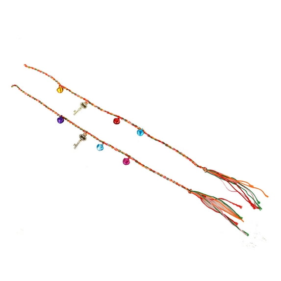 Hand Braided Friendship String Bracelet w/ Jingle Bells and Key Cham