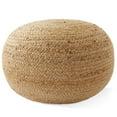 thumbnail image 1 of Casafield Hand-Braided Jute Pouf Ottoman, 18" W x 18" D x 10-1/2" H - Round, Natural Woven Boho Indoor Home Decor for Living Room, Bedroom, Apartment, 1 of 7