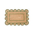 thumbnail image 1 of Hand Braided Natural Jute Rug Beige and Green Scalloped Area Rug Rectangle Rug, 1 of 5