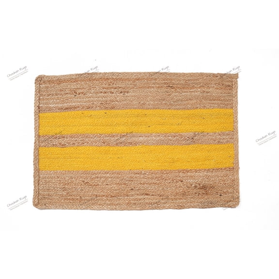 Hand Braided Natural Jute Rug Beige and Yellow Scalloped Area Rug Rectangle Rug